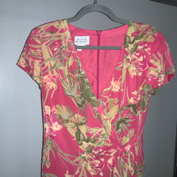 David Warren Side Tie Faux Wrap dress Sz 6 Tropical Floral vintage made in US - Picture 4 of 10